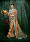 Chiku And Blue Colour Latest Fancy Designer Party Waer Dual Tone Silk Georgette Cord And Zari Embroidery Handwork Heavy Saree Collection 5407